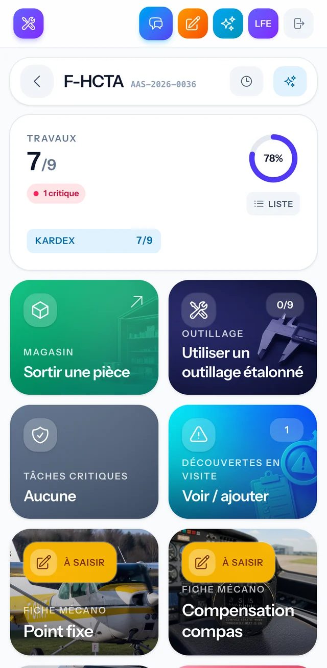 L'ordre de travail sur le téléphone du mécanicien